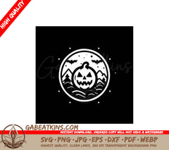  Pumpkin with Mountains SVG - Halloween Illustration SVG
