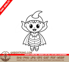 Halloween Little Vampire Girl SVG -  Drawing SVG