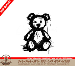 A Black And White Drawing Of A Teddy Bear Says High Quality