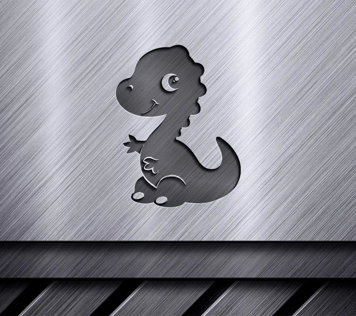 Cute Baby Dinosaur Silhouette SVG with Heart - Hand Drawn SVG
