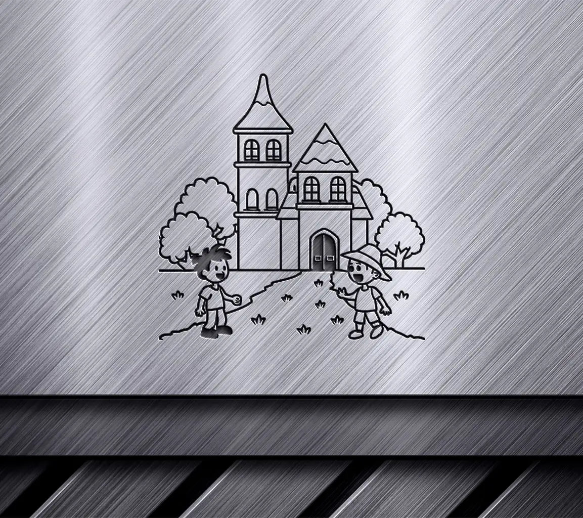  Castle Kids SVG - Hand Drawn Cartoon Illustration SVG