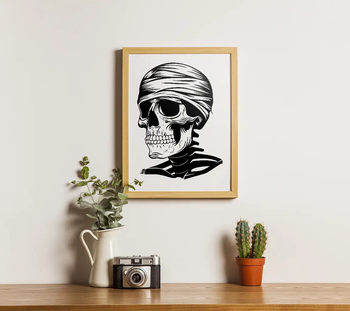 Hand-Drawn Bandaged Skull SVG -  Illustration SVG