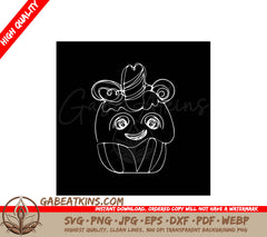  Cupcake Unicorn SVG with Heart Border - Hand Drawn SVG
