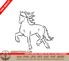  A Running Horse SVG - Handdrawn horse on a white background heavy horse vector sketch illustration SVG
