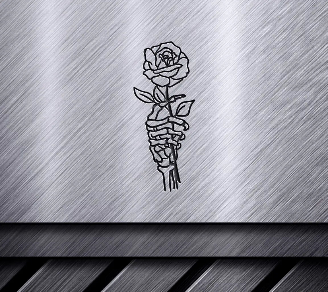 Skeleton Hand Holding a Rose SVG -  Drawing SVG
