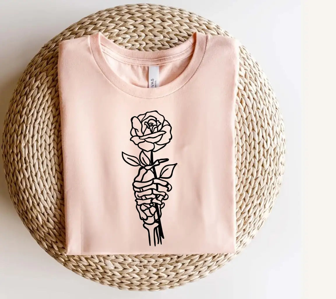 Skeleton Hand Holding a Rose SVG -  Drawing SVG