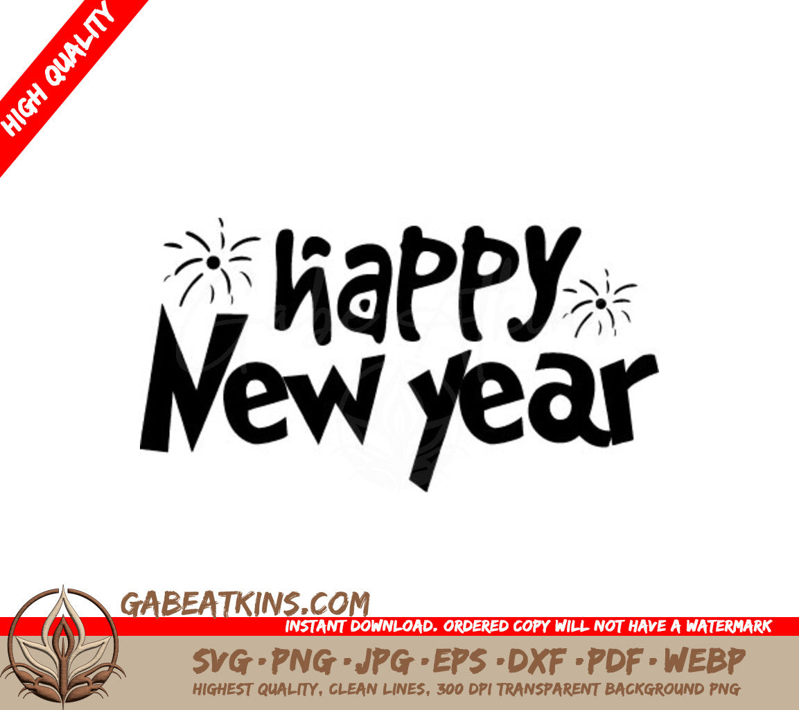  Happy New Year Fireworks SVG Design SVG