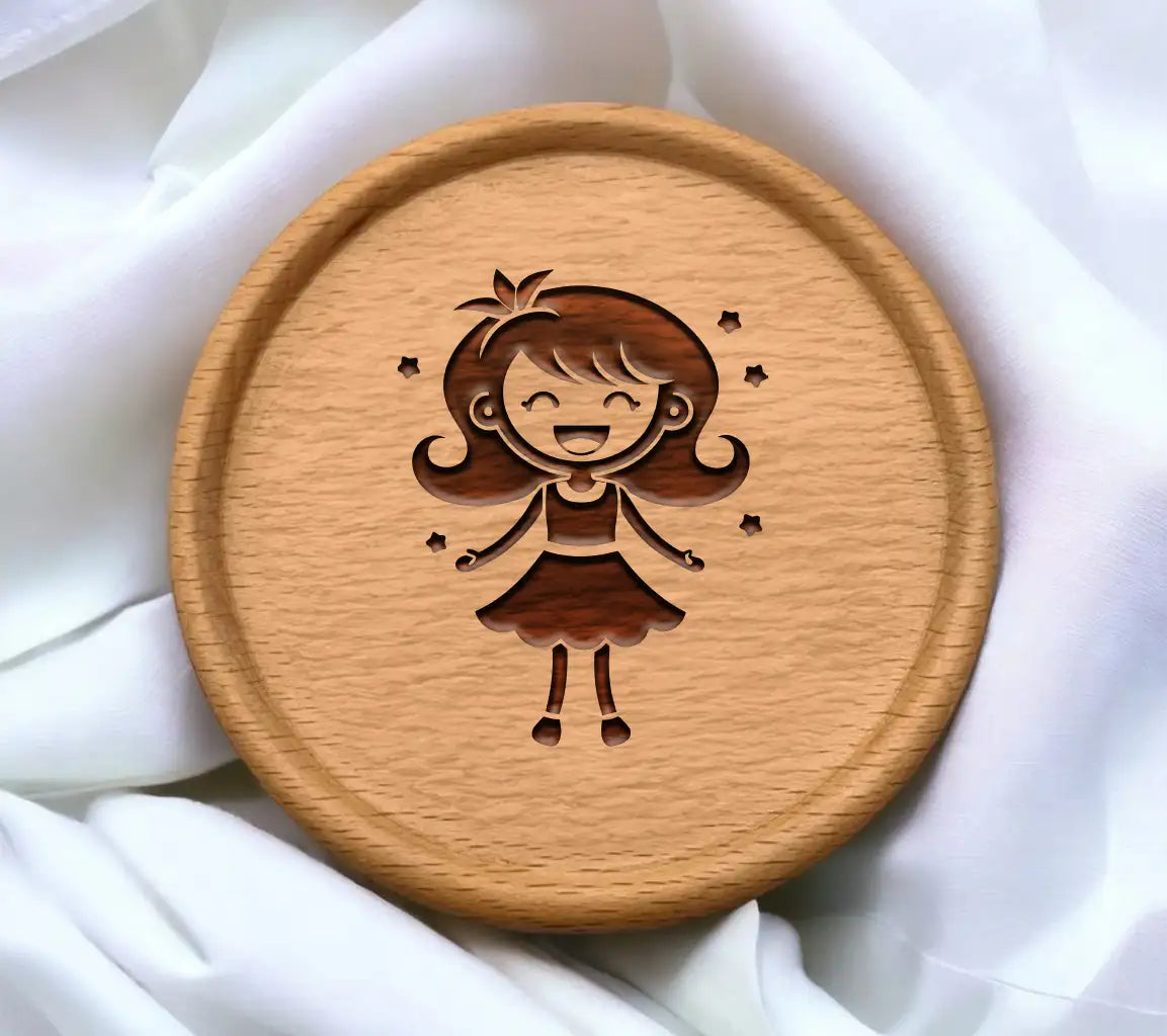 Cute Girl with Stars SVG -  Drawing Silhouette SVG