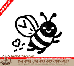  A Bee With A Heart Behind It SVG - Happy Bee Flight SVG
