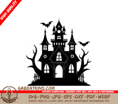 Haunted House with Bats SVG -  Vector Illustration SVG