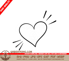  Hand Drawn Heart with Rays SVG SVG