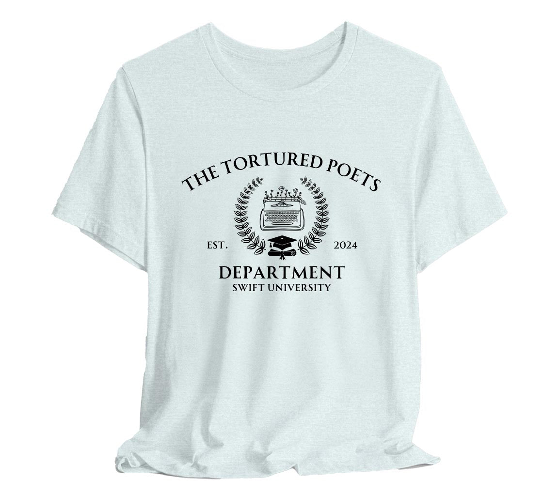 The Tortured Poets Department Swift University T-Shirt | TTPD Swift University T-Shirt | Taylor Swift Inspired T-Shirts Commemorating New Album Release, Taylor Swift T-Shirt, The Tortured Poets Department Merch, TTPD Shirt, Swiftie Merch, New Album Merch, Taylor Swift Fan Gift, College Tee, Fan Club Tee, Bella Canvas 3001 t-shirt