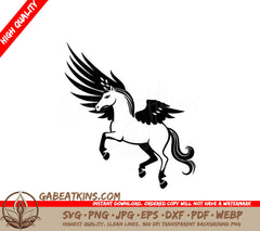  A Pegasus On Its Hind Legs SVG - Heraldic Pegasus with wings Vector illustration Isolated on white background SVG