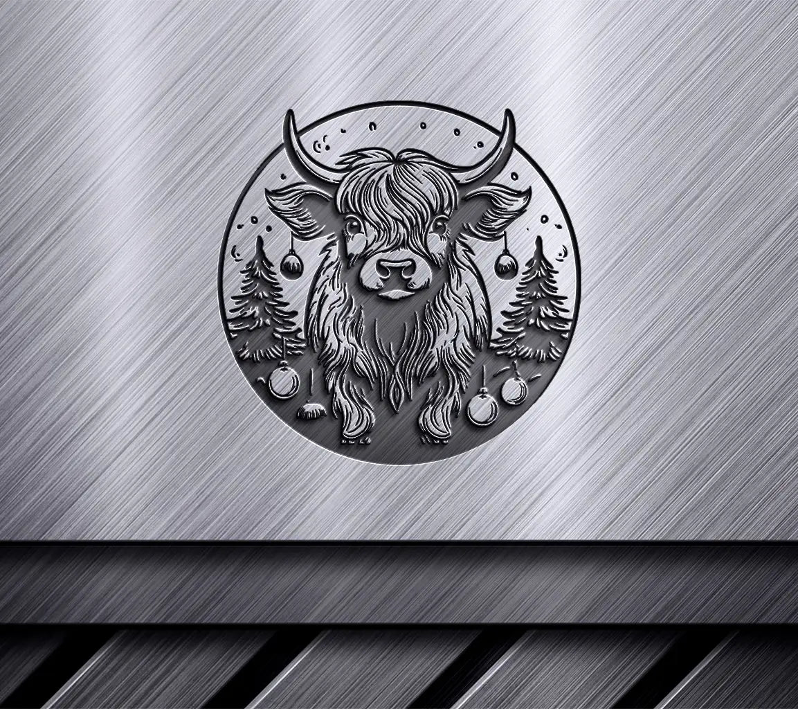  Bull Christmas SVG - Highland Cow Winter Landscape SVG