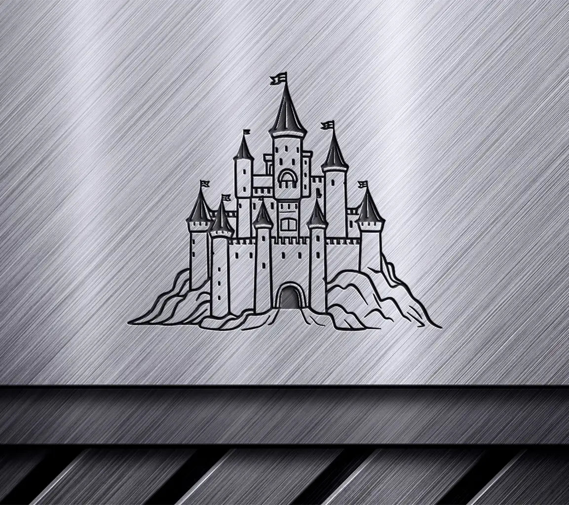 Hilltop Castle SVG Icon -  Outline SVG