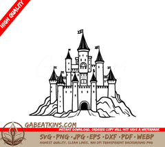Hilltop Castle SVG Icon -  Outline SVG