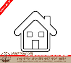  House with Square Windows SVG Icon - Home Decor SVG