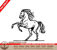  A Horse On Its Hind Legs SVG - Horse Chic vector depiction of a minimalist horse sketch SVG