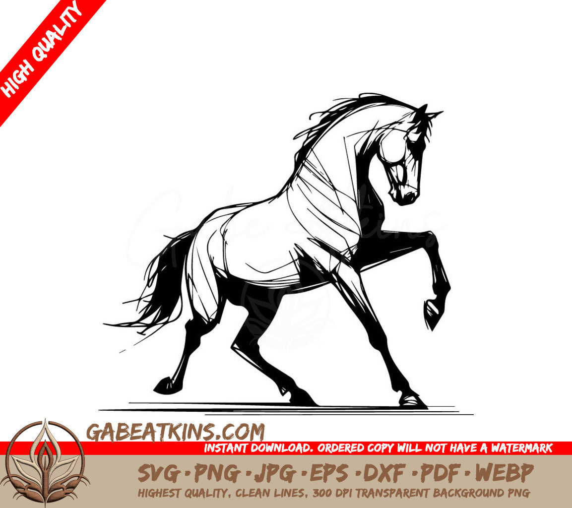  A Horse On Its Hind Legs SVG - Horse Chic vector depiction of a sketched horse SVG