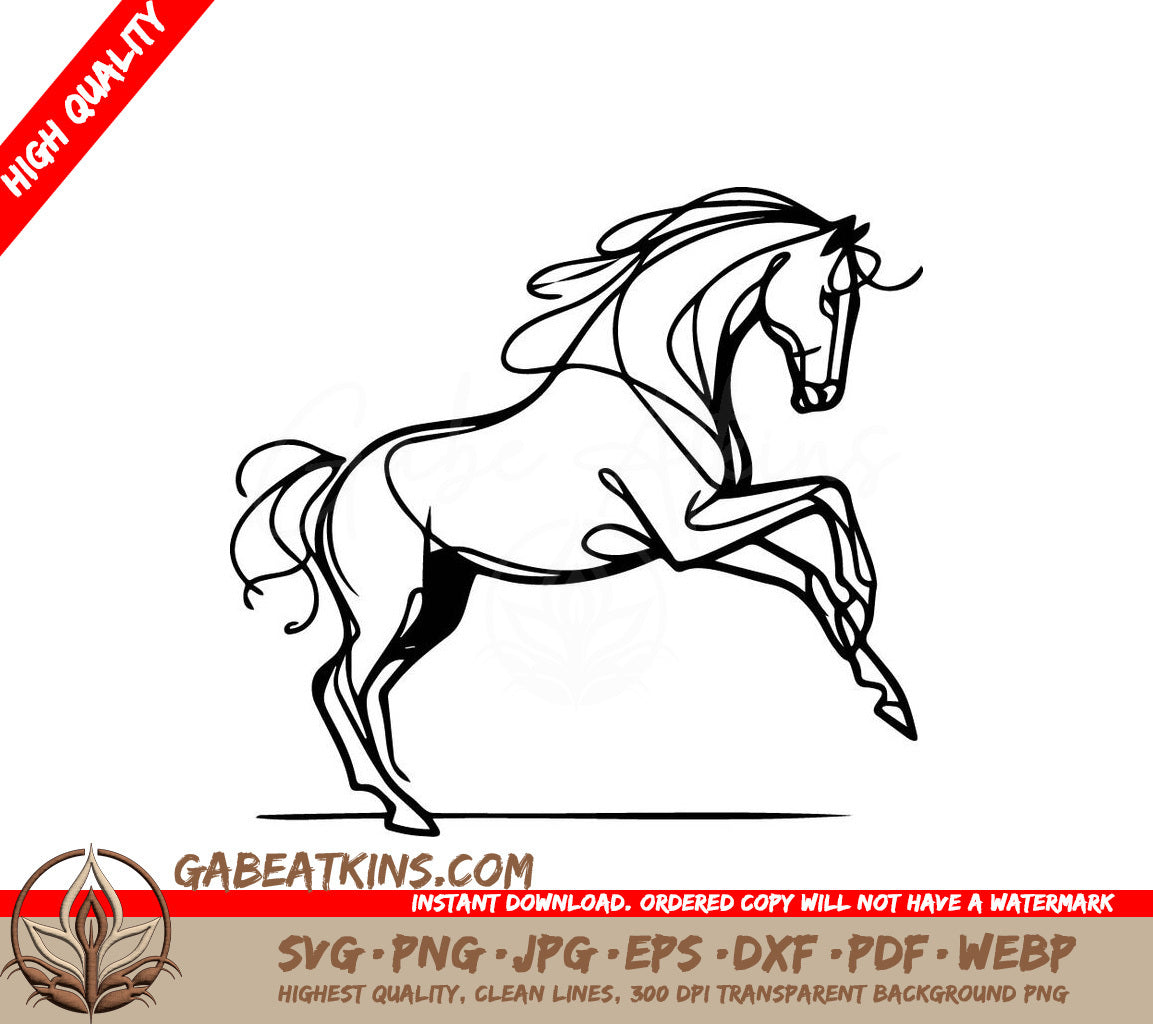  A Horse On Its Hind Legs SVG - Horse Minimalistic sketch of a steed SVG