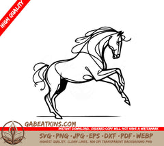  A Horse On Its Hind Legs SVG - Horse Minimalistic sketch of a steed SVG