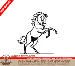  A Horse Standing On Its Hind Legs SVG - Horse Modern vector sketch drawing of an equine SVG