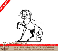  A Horse On Its Hind Legs SVG - Horse Sleek vector sketch drawing of a horse SVG