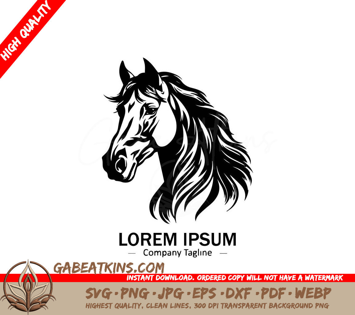  A Horses Head With A Long Mane SVG - Horse head logo icon vector silhouette isolated on white background SVG