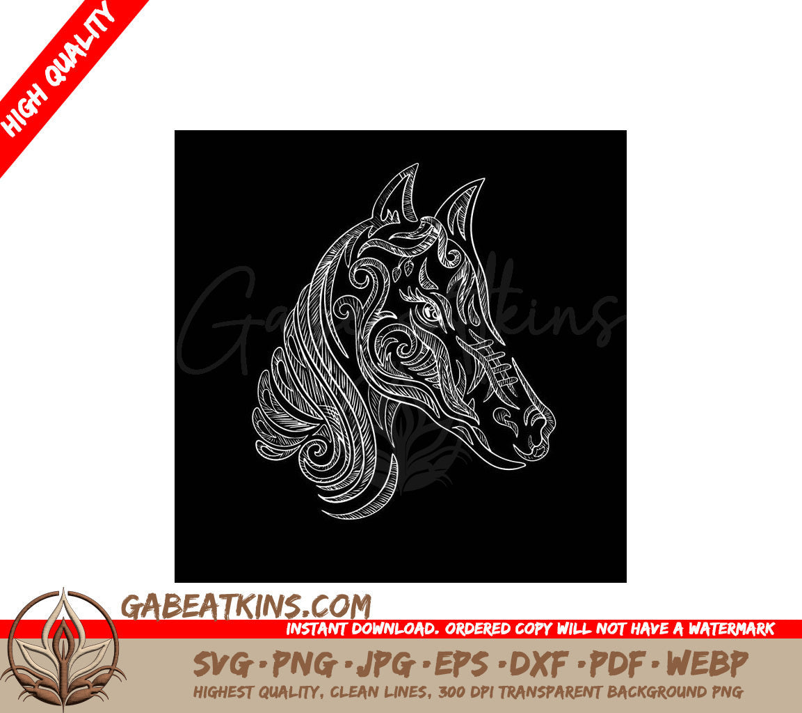  A Horses Head SVG - Horse head on a black backgroundChalk Print Logo Vector illustration SVG