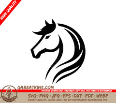  A Horses Head With A Long Mane SVG - Horse head pose vector image vector silhouette white background 7 SVG