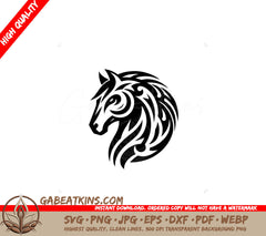  A Horses Head SVG - Horse in modern tribal tattoo abstract line art of animals minimalist contour Vector SVG