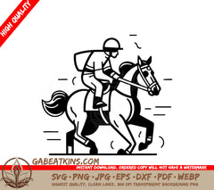  A Man Riding A Horse SVG - Horse jockey riding on gallop Vector illustration in flat style SVG