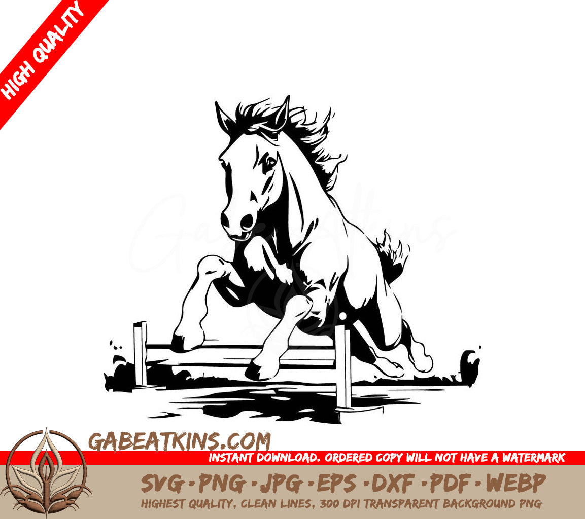  A Horse Jumping Over A Hurdle SVG - Horse jumping over obstacle Vector illustration of a horse jumping over obstacles SVG