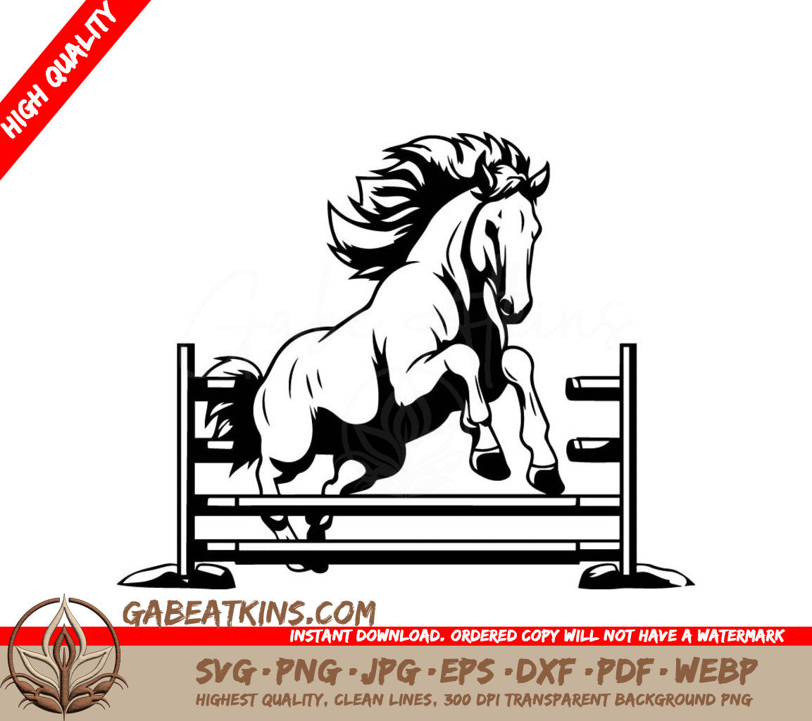  A Horse Jumping Over A Hurdle SVG - Horse jumping over obstacles Vector illustration of a horse jumping over obstacles SVG
