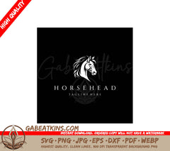 A Horse Head With A Long Mane On A Black Background SVG - Horse logo design icon vector template SVG
