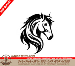  A Horses Head With A Long Mane SVG - Horse logo design vector template SVG