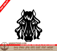  A Horses Head SVG - Horse muzzle with curly mane farm animal breeding ranch agriculture livestock monochrome icon vector SVG