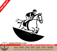  A Person Riding A Horse SVG - Horse racing icon Vector illustration of equestrian sport SVG