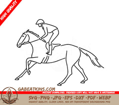  A Man Riding A Horse SVG - Horse racing illustration logo icon vector SVG