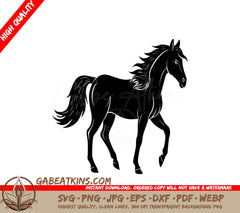  A Horse On A White Background SVG - Horse silhouette animal isolated on white background Black horses graphic element illustration SVG