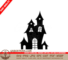 Haunted House Silhouette SVG - Halloween Vector Illustration SVG