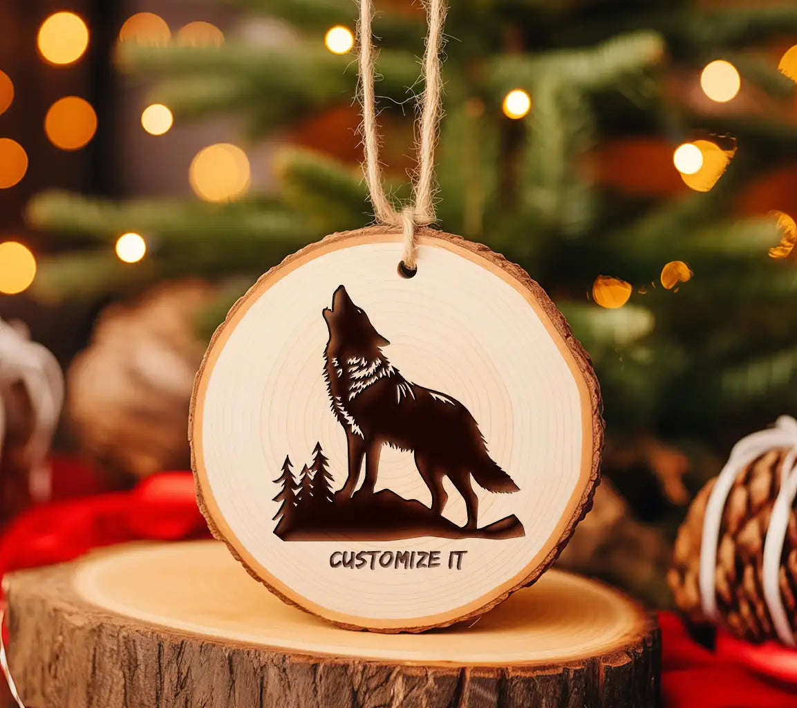 Howling Wolf Silhouette SVG with Trees - Vector Illustration SVG