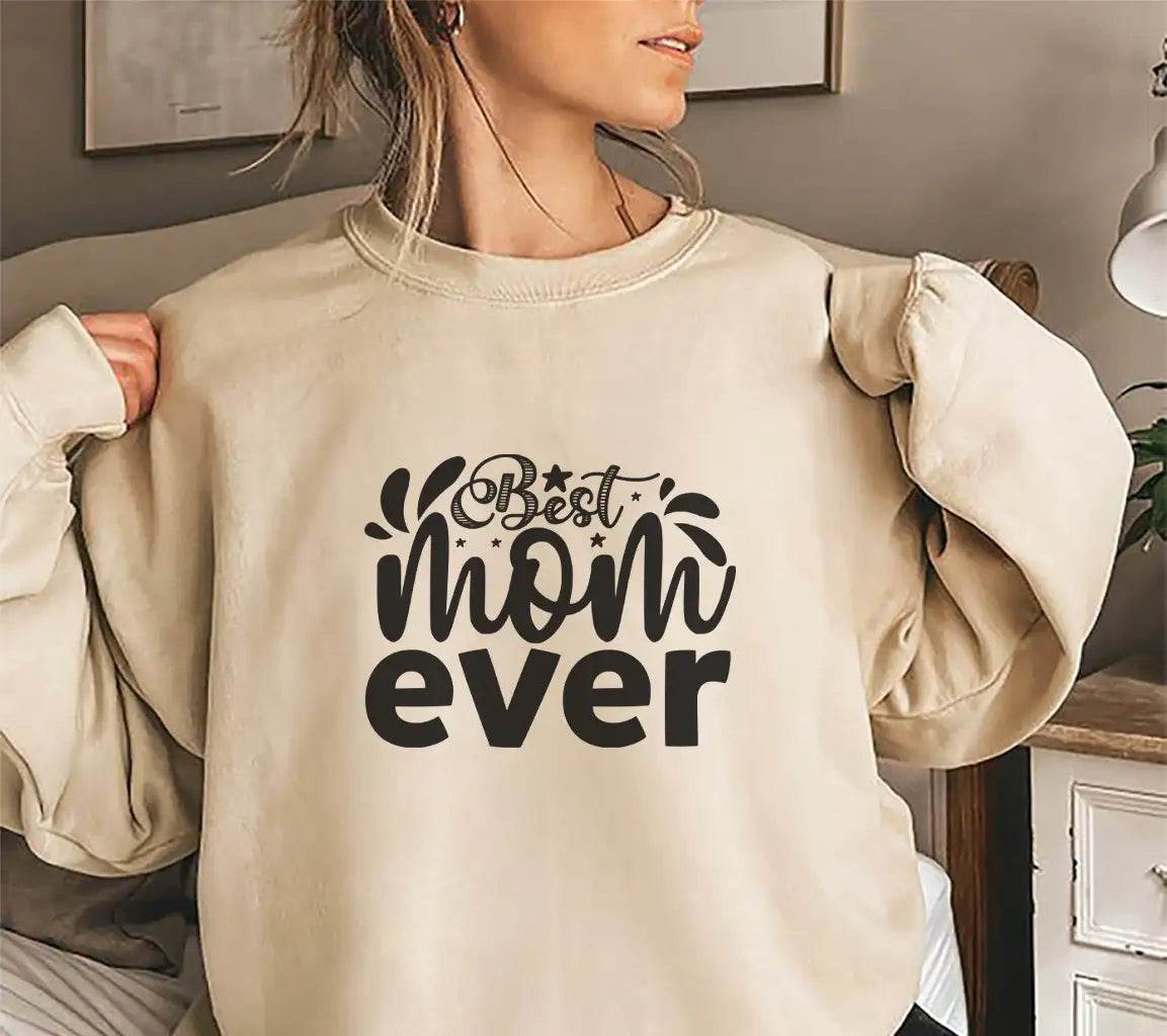 Best Mom Ever SVG Cut File - Black Text on White Background SVG