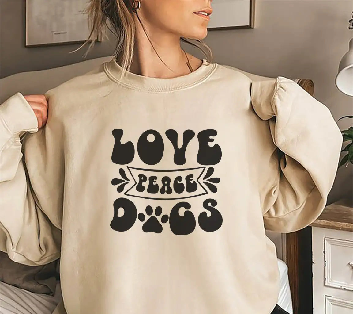  Love Peace Dogs SVG with Paw Prints - Huge Dog Design SVG