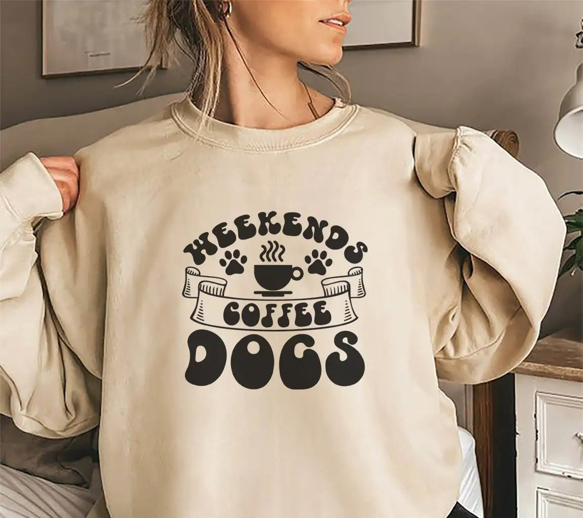 Weekend Coffee Dogs  Design SVG - Paw Prints & Coffee Cup SVG