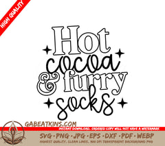  Hot Cocoa & Fuzzy Socks SVG Design SVG