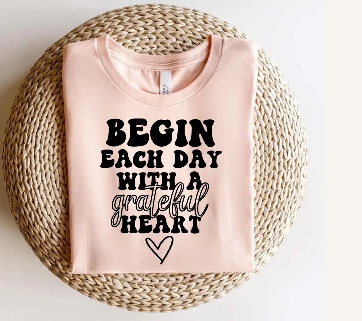 Grateful Heart SVG Begin Each Day with Gratitude - Huge Notebook Design SVG