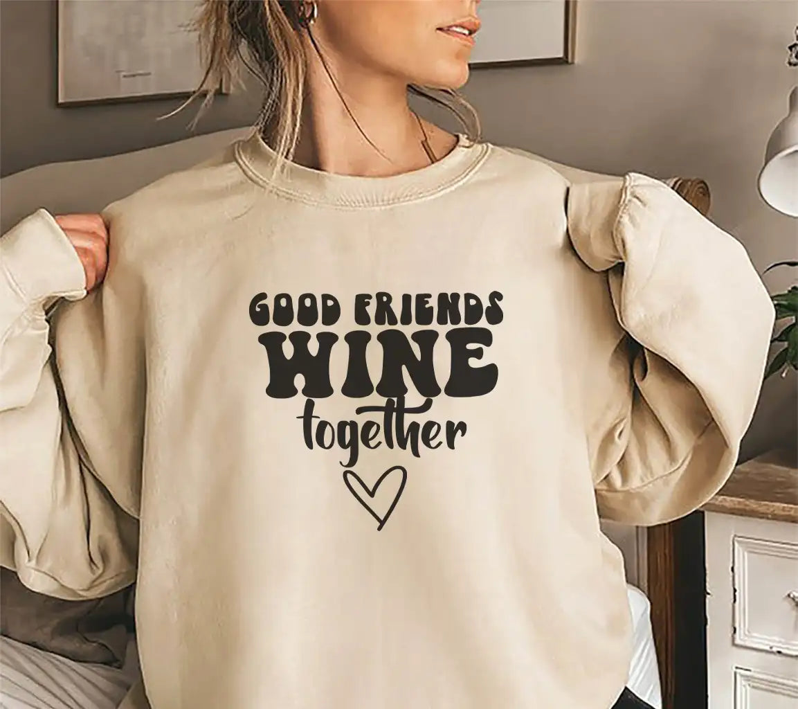 Good Friends Wine Together SVG - Funny Sarcastic Quote Design SVG
