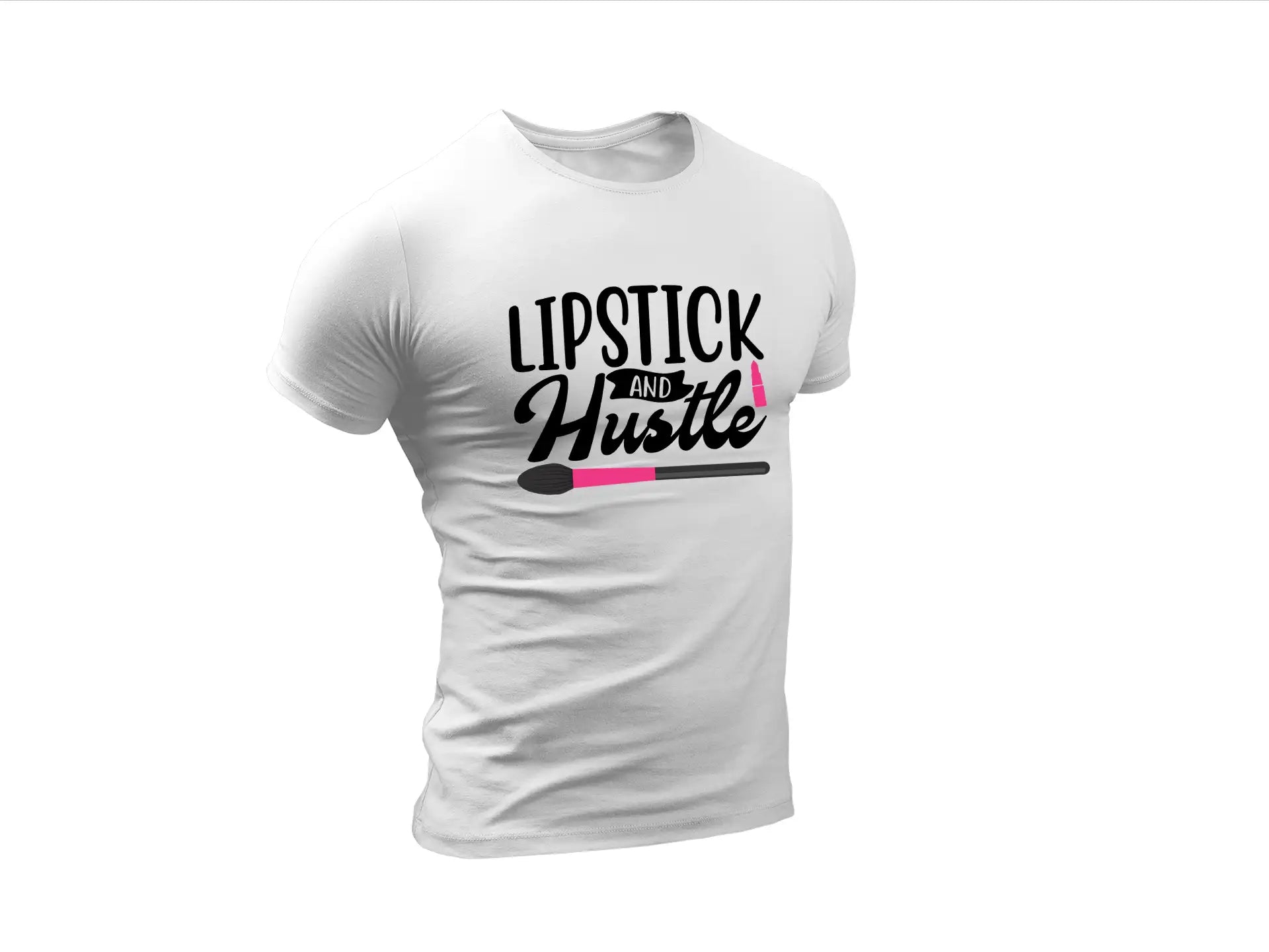 Lipstick & Hustle SVG Design - Makeup Brush & Lipstick Design SVG