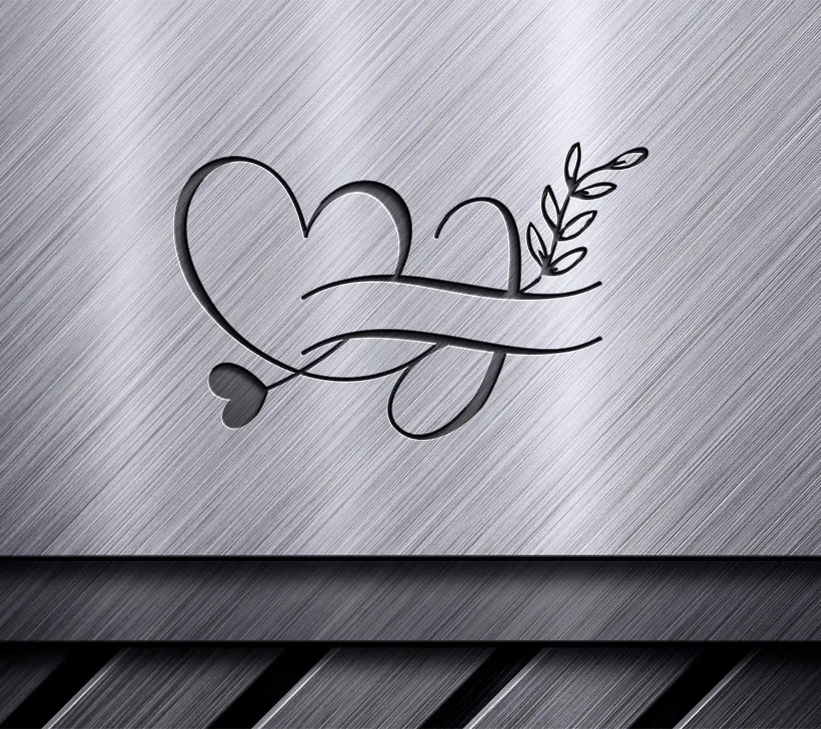  Heart with Leaves SVG - Monogram Design Illustration SVG